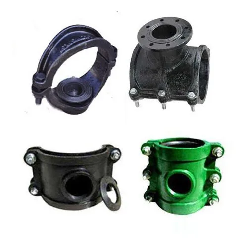 iron saddle threaded universal tee cast clamp half round splitted pieces fuction pipe