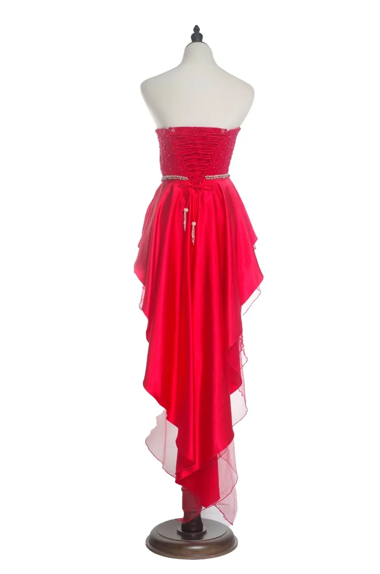 
Hot Sale Tight Graceful High Low Stain Beaded Puffy Long Tight Party Prom Dresses bondage evening dress 