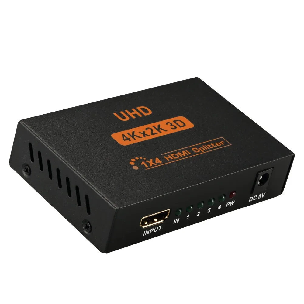 4kX2K Latest Model 3D UHD 1.4V mini HDMI Splitter 1x4 1input 4 output splitter with 5v 1A power