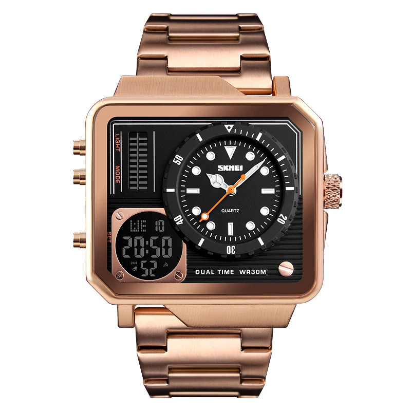 

2019 SKMEI 1392 Jam Tangan Stainless Men Square uhren Men Watch Luxury Sport Digital Quartz Wristwatch, 3 colors/customized