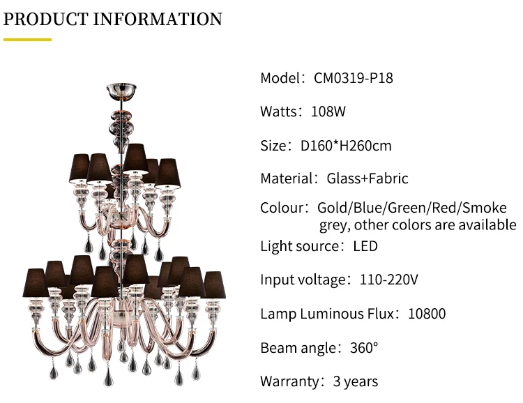 Italy style luxury glass chandelier