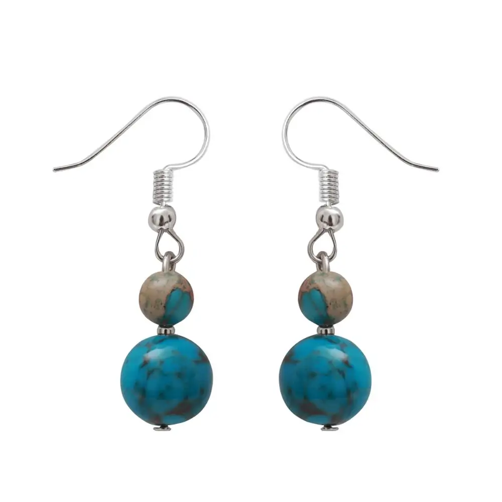 

Wholesale High Quality Natural Turquoise Stone Bead Dangle Earrings For Women Gift Jewelry, Mixed color
