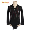 Nasinaya Figure Skating leotard Customized Competition Ice Skating costume for boy men Kids Performance black shiny red dance 32