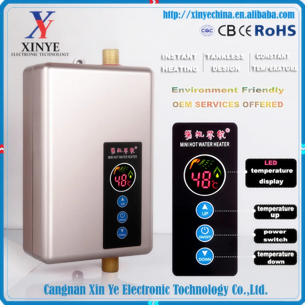 Square Electric Hot Tankless Water Heater For Shower Electronic Water