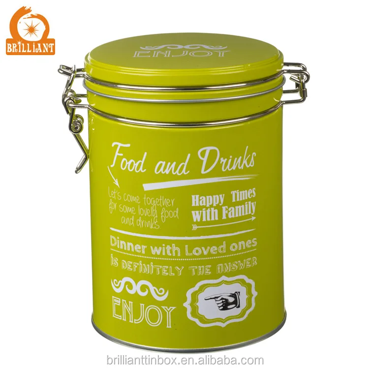 round airtight coffee tea tin box