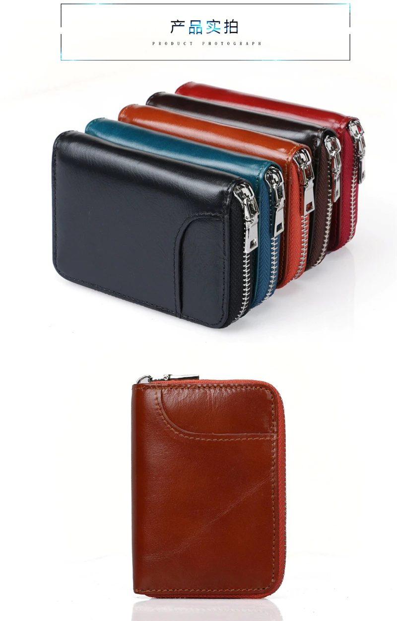 Leather Travel Credit Card Holder Cowhide Minimalist Women Bag Men Small Wallet 