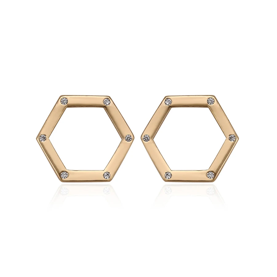 

94203 hexagon shape simple design artificial jewelry gold diamond stud earring