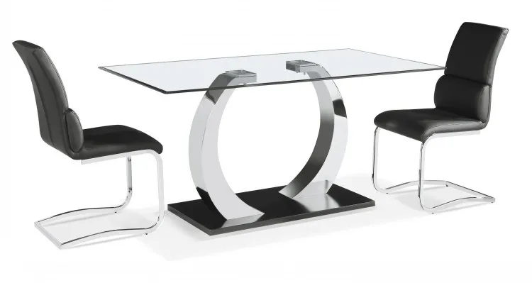 Beautiful Design Tempered Glass Stainless Steel Frame Dining Table