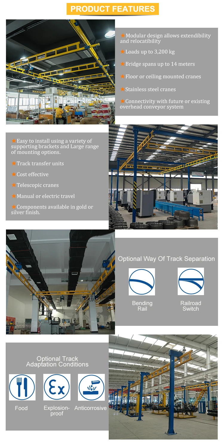 2000 kg 2000kg Buckets Grab Overhead Light Crane System