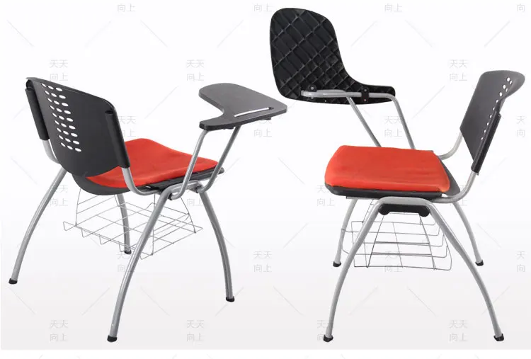 Stacking Plastic Chair with Writing Pad Lecture Chair with Writing Tablet Metal Frame Student Chair