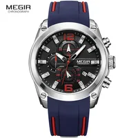 

Megir 2063 Men's Chronograph Analog Quartz Watch with Date, Waterproof Silicone Rubber Strap Wrists watch for Man