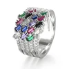 Kenturay manufacturer brand direct to factory multi-color stone 925 sterling silver always sisters rings for women