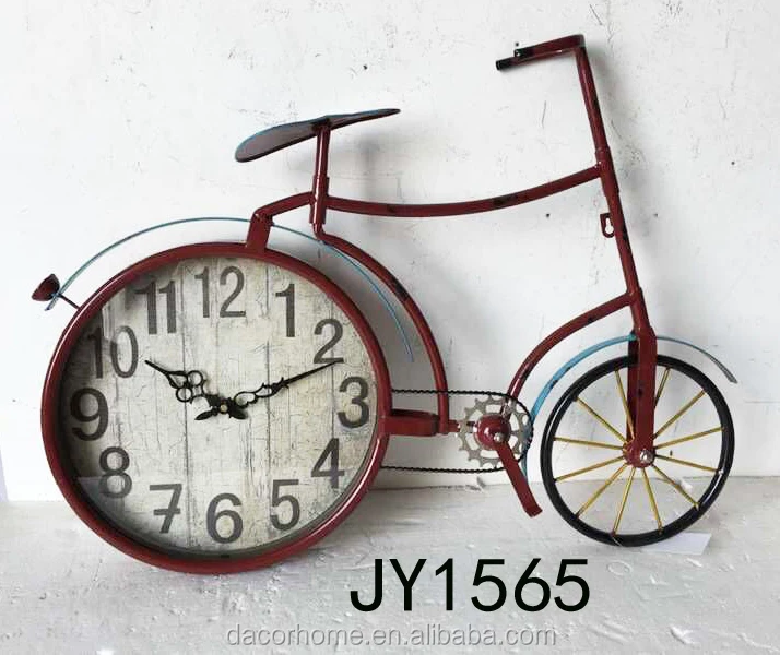 NEOTEND Handmade Vintage Bicycle Clock Bike Mute Black Table Clock Black Color