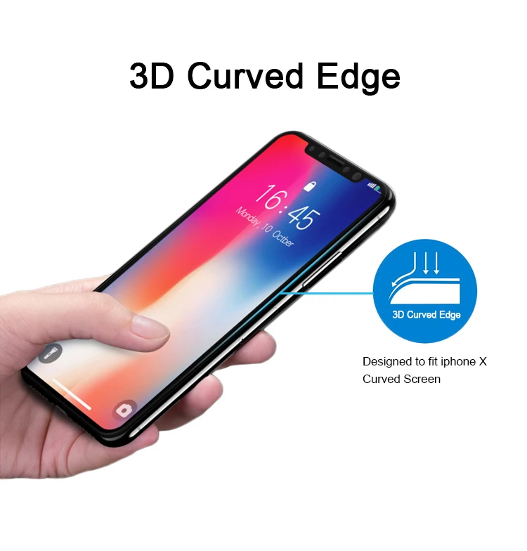 New accessories full cover 9H 3D tempered glass screen protector for iphone x cell phone screen protector tempered glass