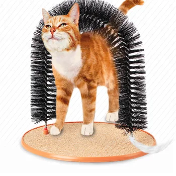 New Pet Cat Self Groomer With Round Fleece Base Cat Toy Brush Toys