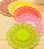 Jelly Colorful Lace Coasters Heat-Proof Mat -6 colors,min 240pcs can mix colors