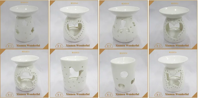 Hotsale White Ceramic Incense Burner tealight candle Christmas Tree encarved scented wax warmer bowl candle holder for gifts