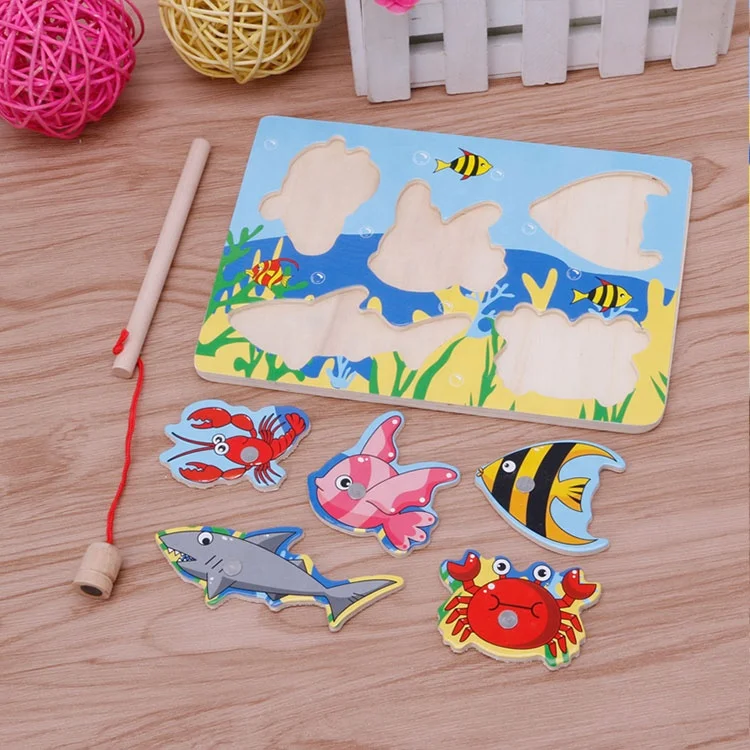 
Kid Children Educational Interesting Wooden Magnetic Fishing Game Jigsaw Puzzle Toy 