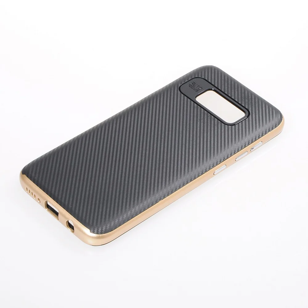 2 IN 1 Carbon Fiber TPU+PC Back Cover Case For Samsung Galaxy S8