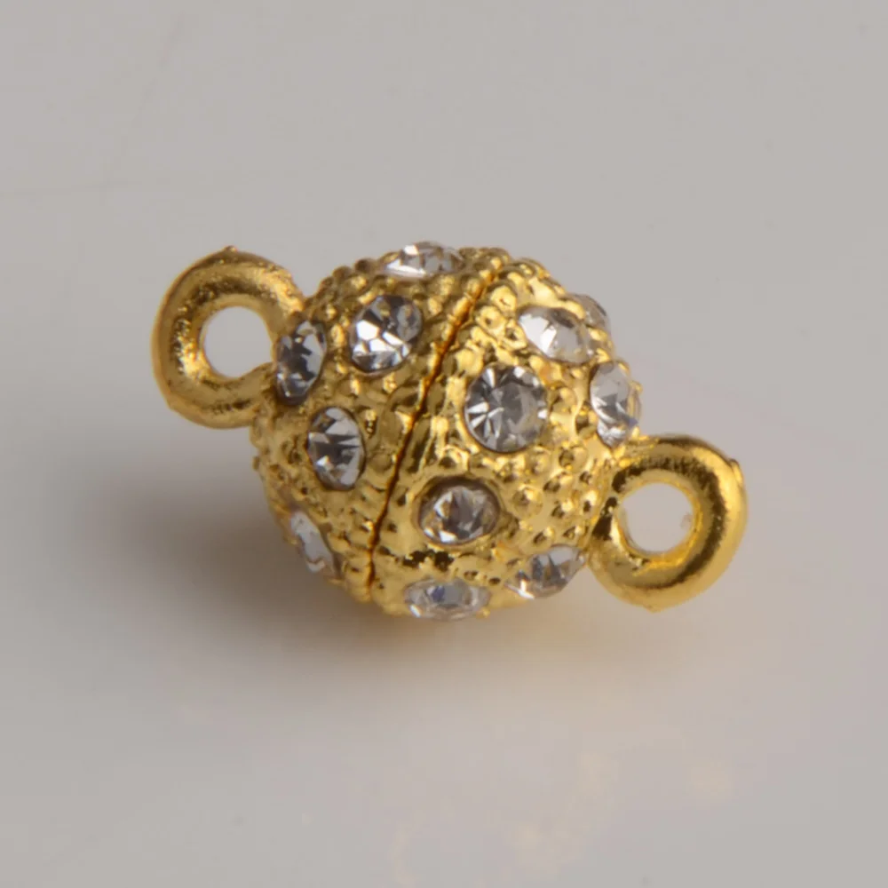 8mm/10mm/13mm/14mm Crystal paved magnetic ball clasp for making women men leather jewelry