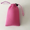Cheap price pink sandwich mesh hairbrush bags drawstring net comb pouches
