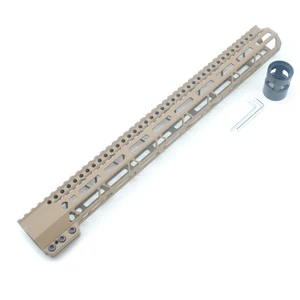 Clamp On TAN / Flat Dark Earth Tactical 17 inches M-LOK handguard for AR15 M4 M16 with Steel Barrel Nut fits .223/5.56 rifles