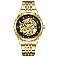 

TEVISE 9006 Cheap Unique Design Gold Chinese Dragon Carved Stainless Steel Wrist Watch Online Gold Automatic Mechanical Watches