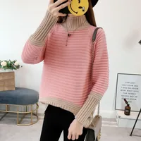 

hot sale high neck patchwork print women sweater