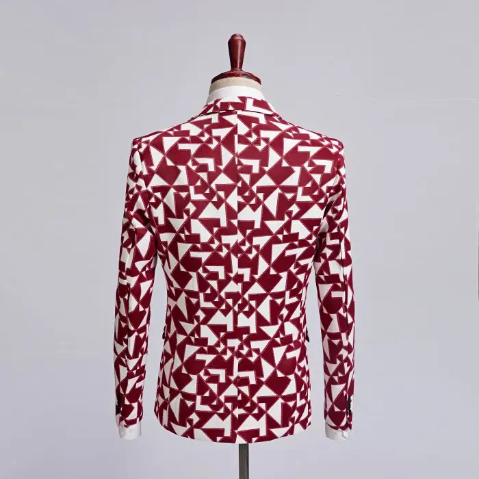 Mens 3 Piece Floral Printed Suits Slim Fit Stylish Prom Tuxedos