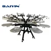 BY-NSY808-S heavy duty double clamp 8 color 8 stations screen printer with micro-registration and Aluminum Pallet -Silver color