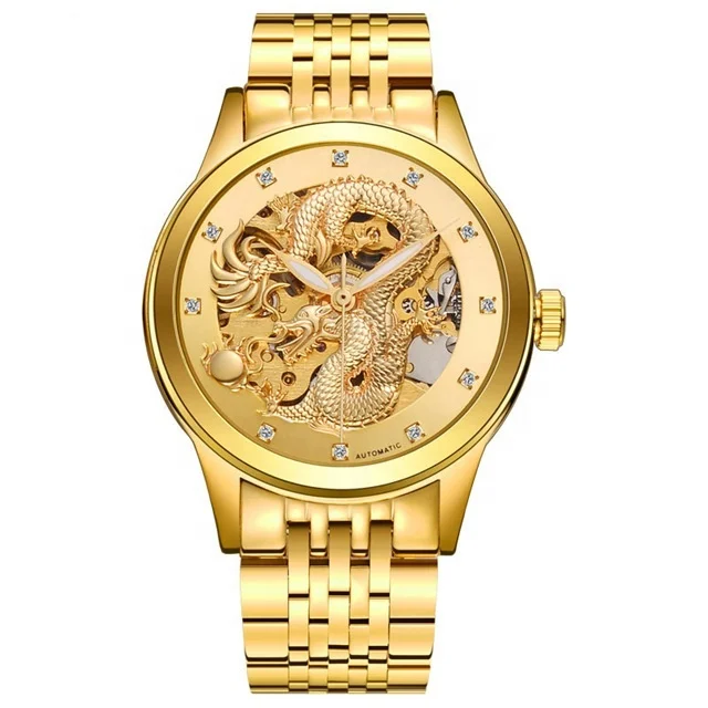 

Bosck Automatic Mechanical Stainless Steel Skeleton Dragon Watch, 6 colors