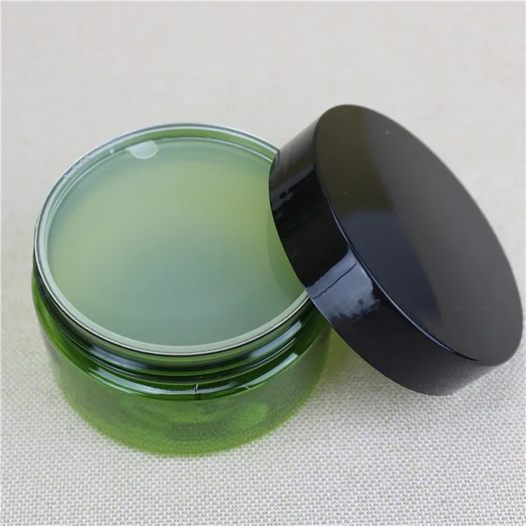 100ml 200ml Plastic Green Face Mask Cream Containers With Black Cap