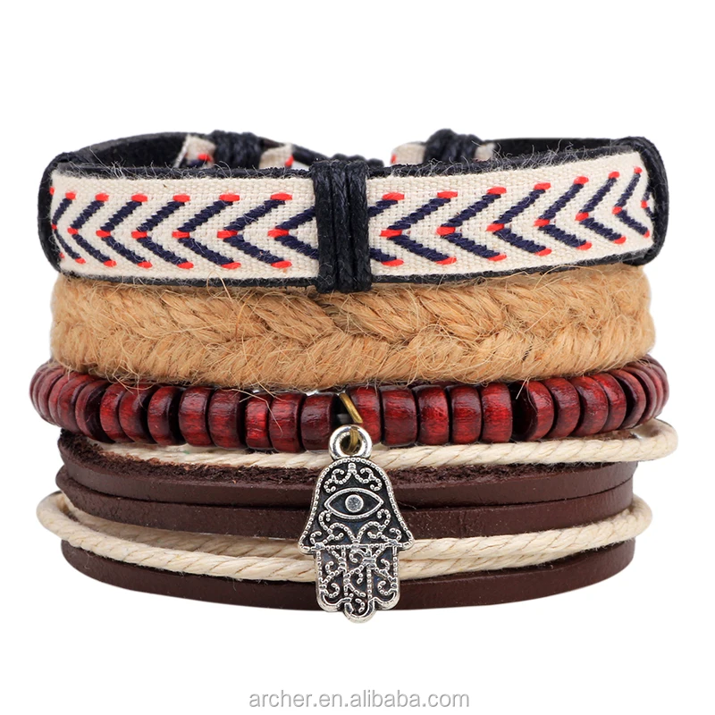 Hemp Bracelet Leather Wrist Wrap Bracelets Hemp Rope Bracelet