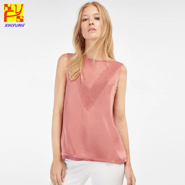 

Top quality fashion women blouse lady tops sleeveless satin design