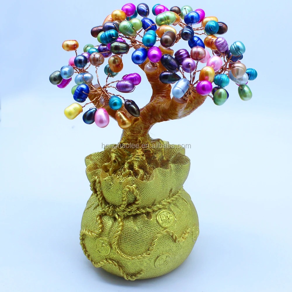 

Spring tree is a great gift of pearl tree crafts made of 86 piece AA 7-12mm colorful natural freshwater cultured pearls