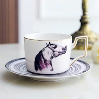 

Vintage horse design coffee cups and dish personalized logo tea cups with saucer