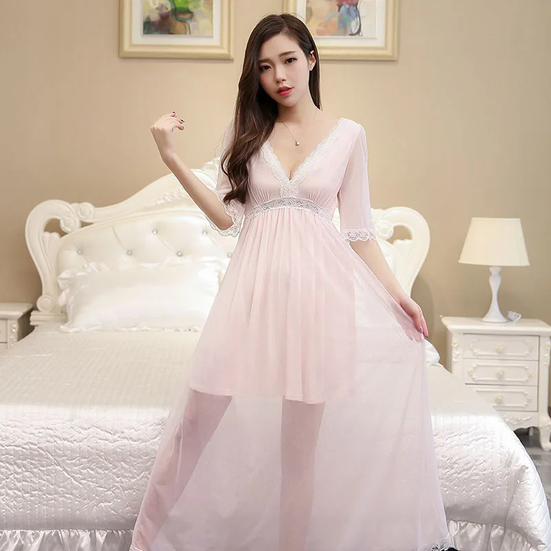 

Factory lace summer satin comfort sleeping robe for ladies sexy night wear women