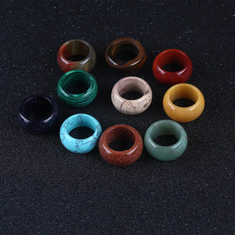 

Semi-precious Stone Agate Single Stone Ring Designs, Multi color available