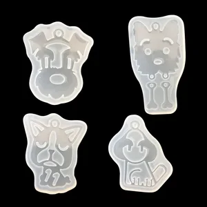 Image of silicone keychain mold Puppy Charms Making Silicone Mold for Jewelry Pendant DIY Resin Casting Mould