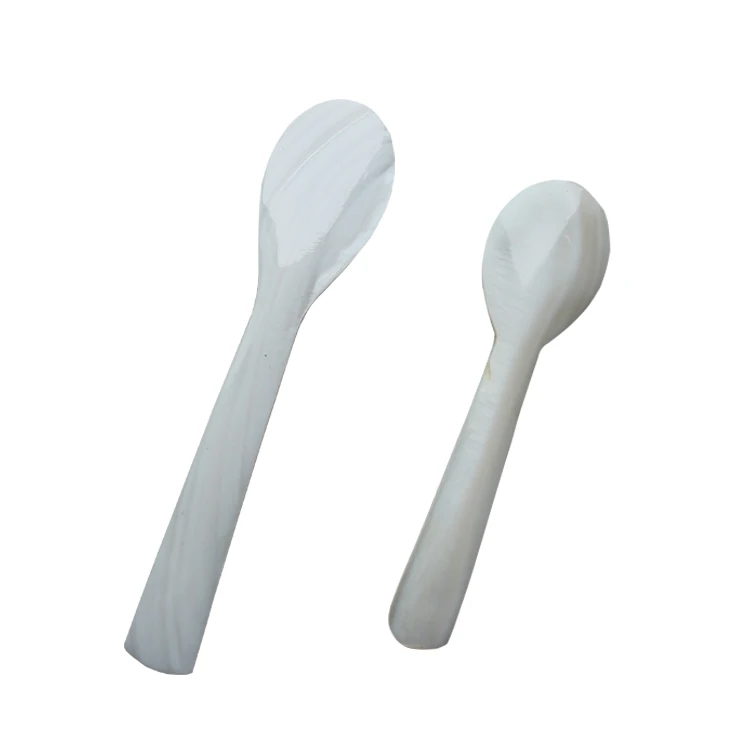 

Cathylin FDA SGS Russia restaurant hotel dinner shell spoon luxury mini mother of pearl caviar spoon, Natural white