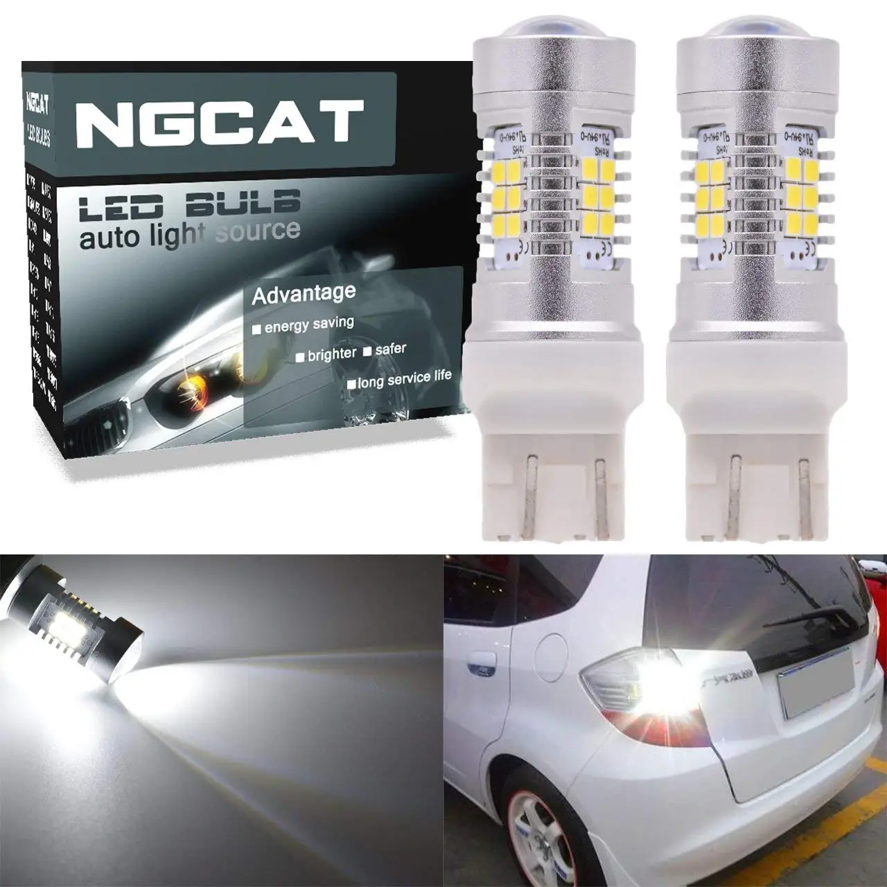 NGCAT 7440 7440NA Led Bulb 7441 992 T20 2835 21 SMD Chipsets LED Bulbs with Lens Projector Brake Turn Signal Tail Backup Reverse Lights,Amber 10-16V 10.5W 2-Pack