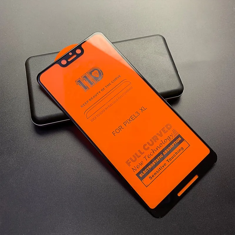 

11D tempered glass screen protector for Google pixel 3 curved edge full glue with reinforced perfectly fitting, Black