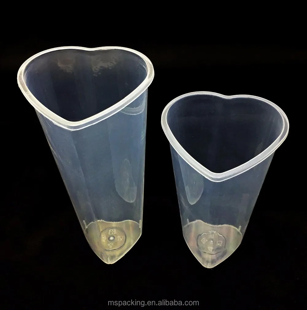Heart Shaped Clear Plastic Cups Shapes Custom Printed Disposable Pp
