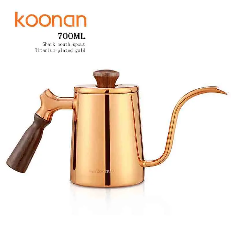 

700ML shark mouth titanium gold pot stainless steel 304 coffee pot teapot kitchen accessories, Titanium black gray