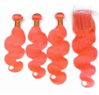 

8 to 30inch remy virgin brazilian hair body wave orange bundles and closure