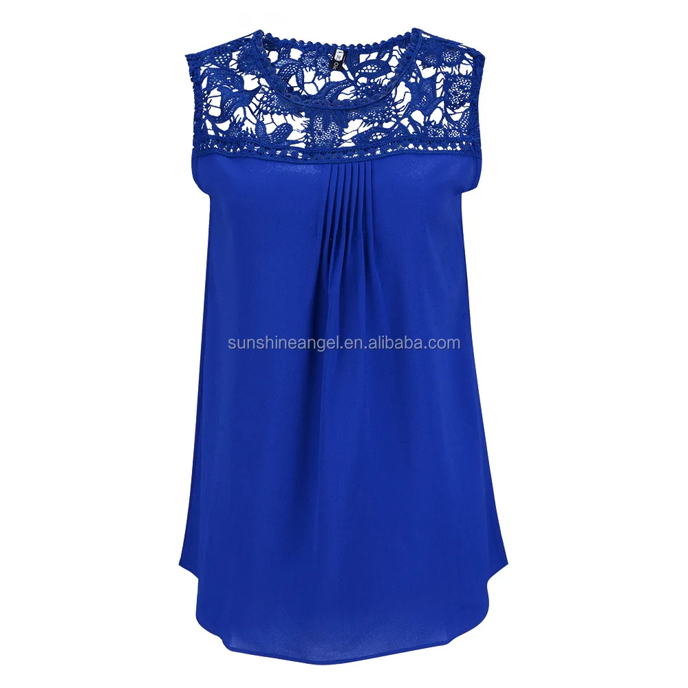

Wholesale New 2017 Fashion Lady Top Women Hollow Sexy Shirt Hot Sale Chemise Sleeveless Chiffon Tank Top Women