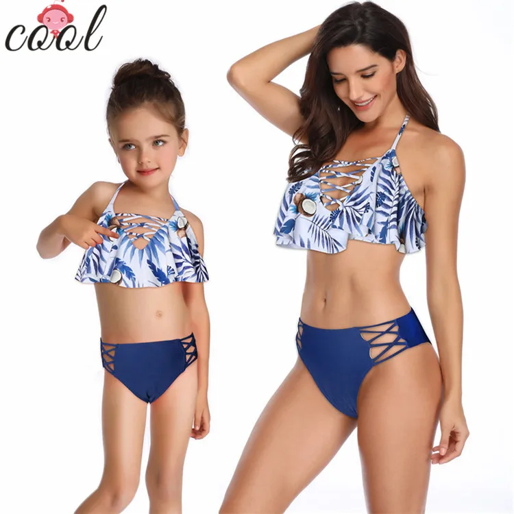 Mother and daughter swimwear 2pcs lady swimwear women 2019 sexy bathing suits, Picture shown
