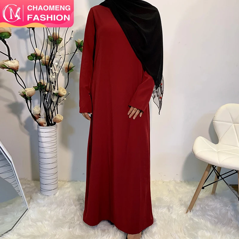 

6176# Plain color simple design islamic long sleeve maxi dress muslim dubai abaya ethnic clothing, White/gray/black/navy/beige/wine