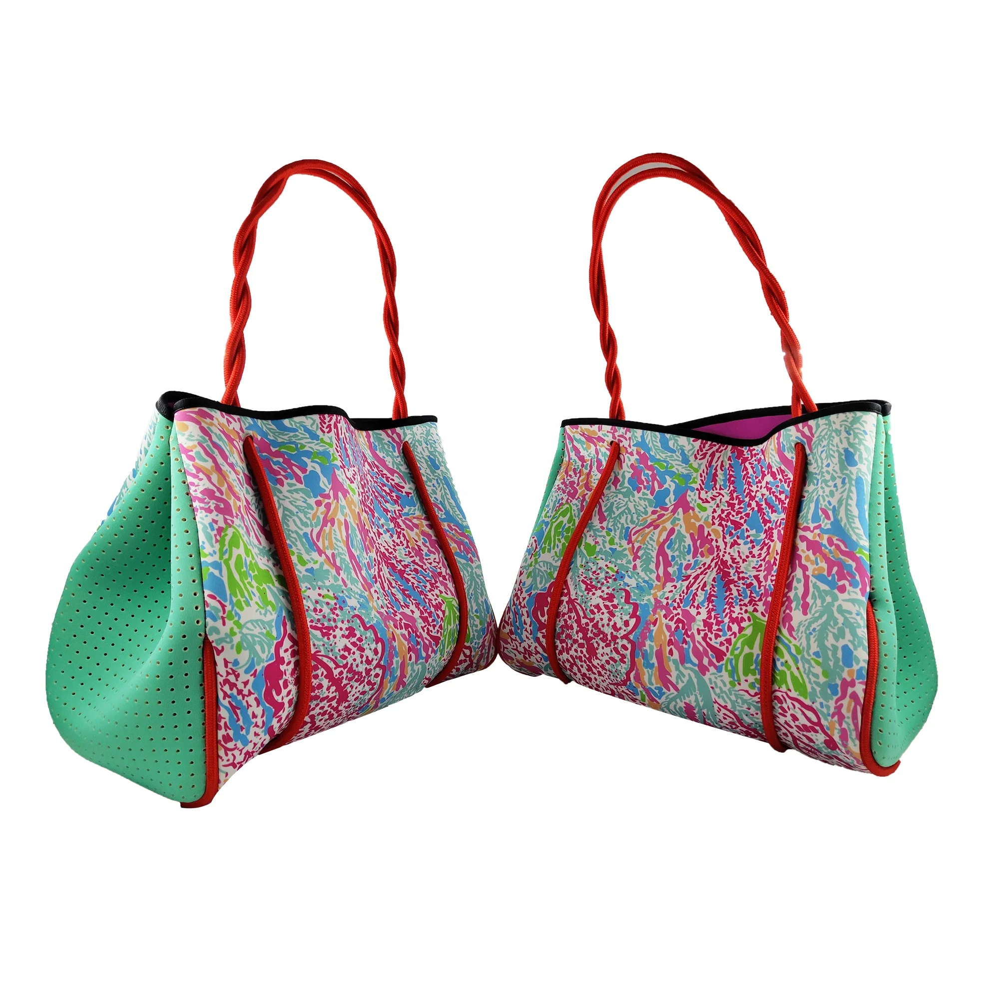 

new model custom printed sublimation full color printing neoprene tote bag