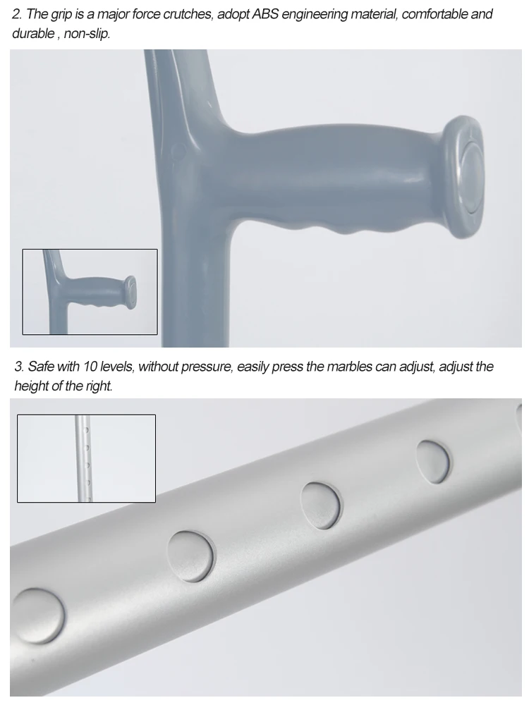 Comfortable Adjustable Elderly Lightweight Aluminum Elbow Foldable Forearm Crutches